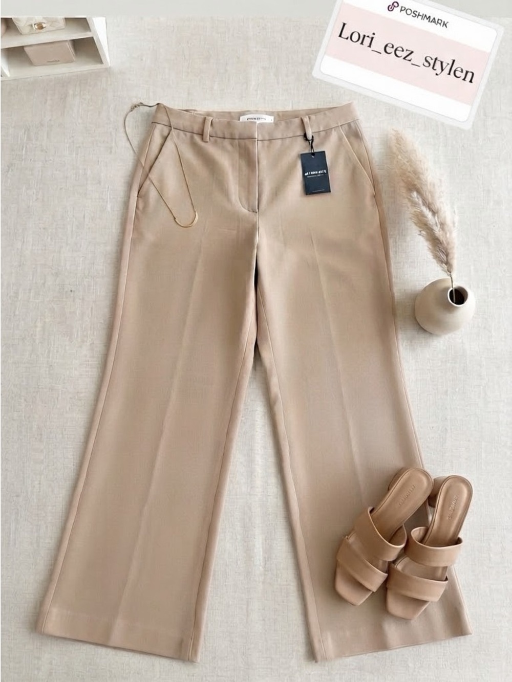 Tailored Wide-Leg Pants in Taupe